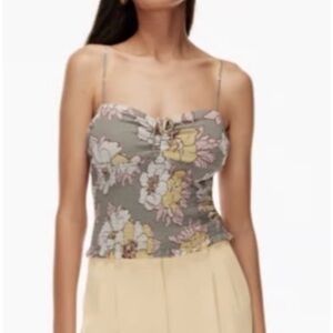 Aritzia Wilfred Floral Print Ballet Camisole Top Grey